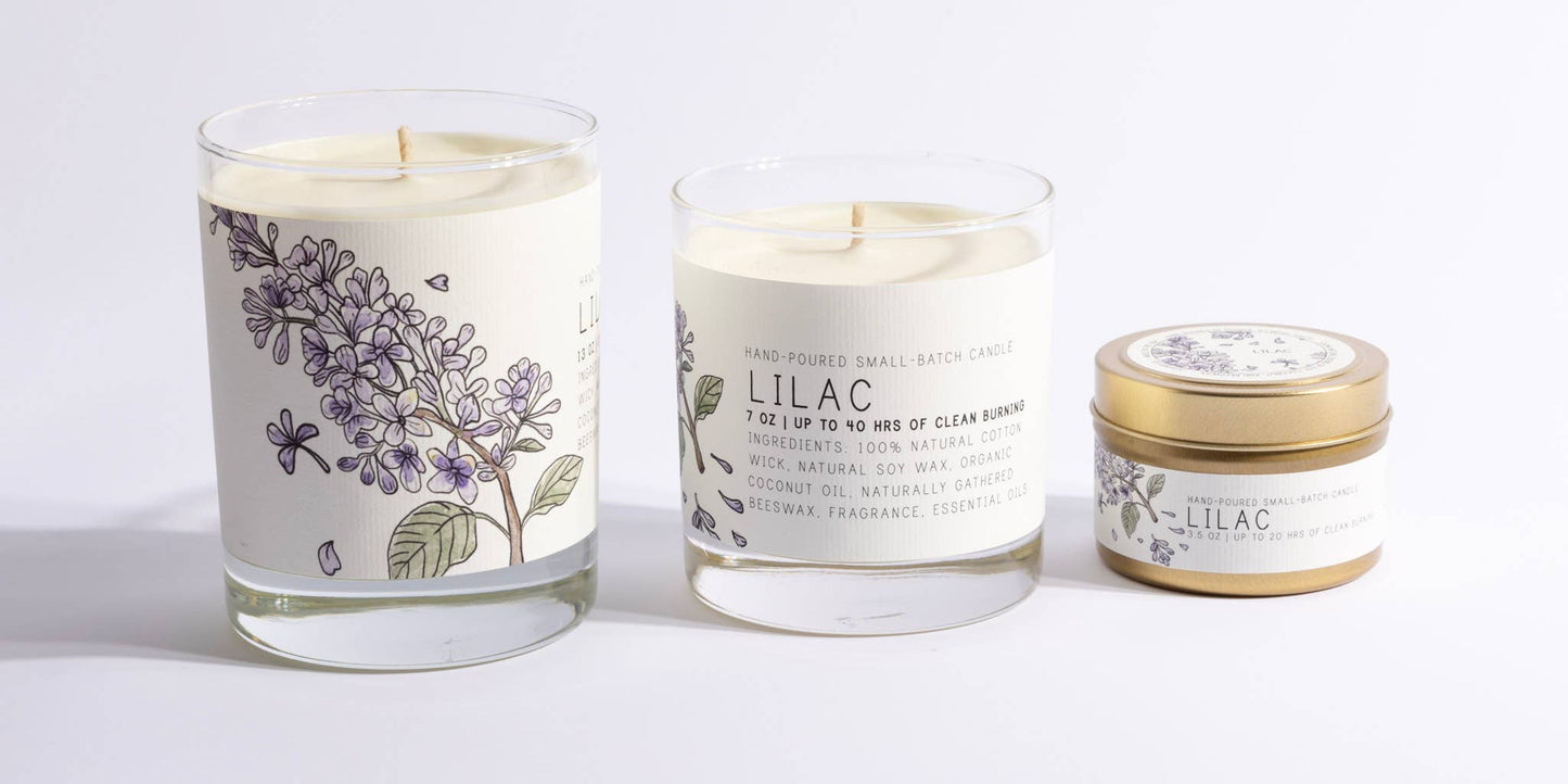 Lilac - Medium Glass - Just Bee Candle: Medium Glass (up to 40 hrs of clean burning)
