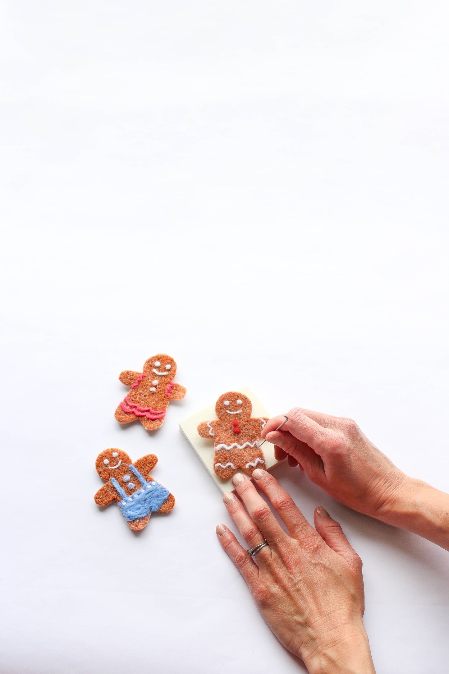Mini Gingerbread Cookie Felting Craft Kit - Sheep Creek Studio