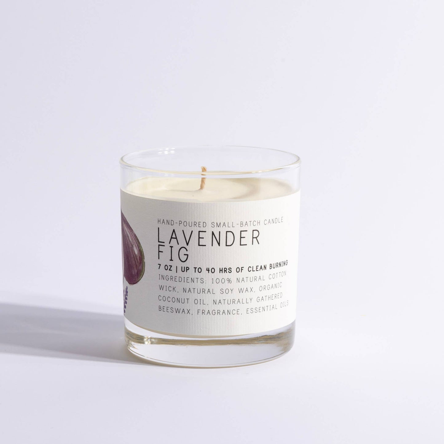 Lavender Fig - Medium Glass - Just Bee Candle: Medium Glass (up to 40 hrs of clean burning)