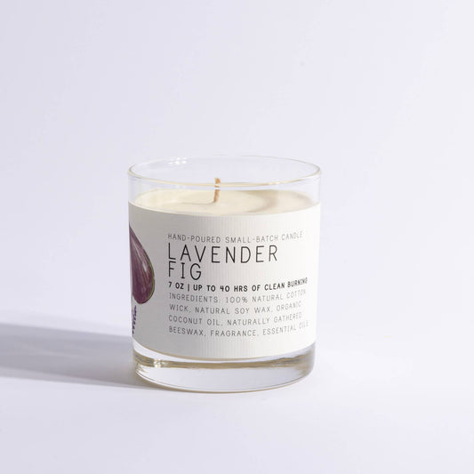 Lavender Fig - Medium Glass - Just Bee Candle: Medium Glass (up to 40 hrs of clean burning)