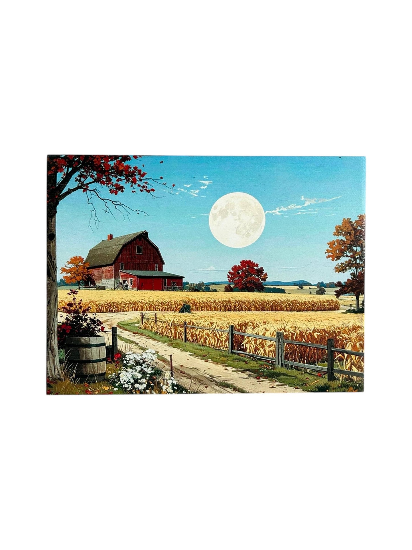 Harvest Moon Painting -Autumn/Fall Decor Rustic Wood Sign