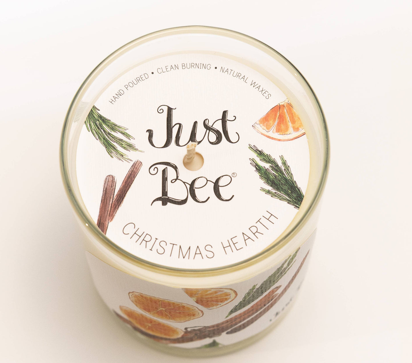 Christmas Hearth - Medium Glass - Just Bee Candle: Medium Glass (up to 40 hrs of clean burning)