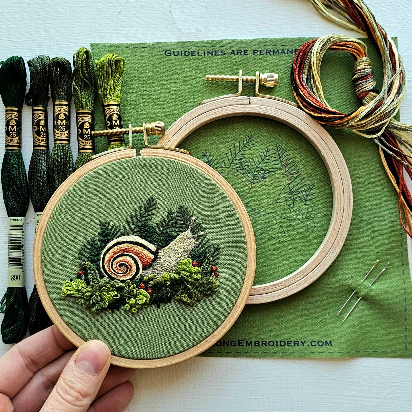 Forest Snail Intermediate Embroidery Kit
