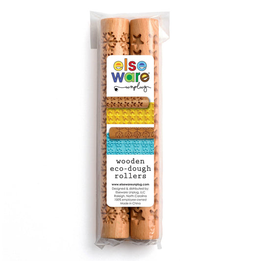 Eco-Dough Wooden Rollers with Creative Embossments