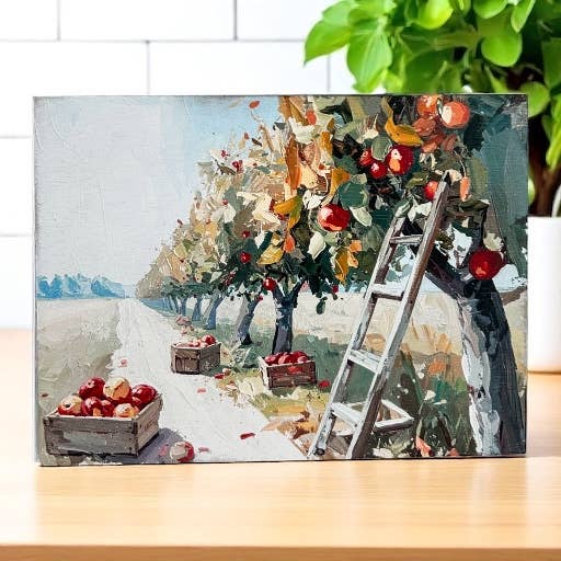 Apple Orchard Painting -Autumn/Fall Decor Rustic Wood Sign