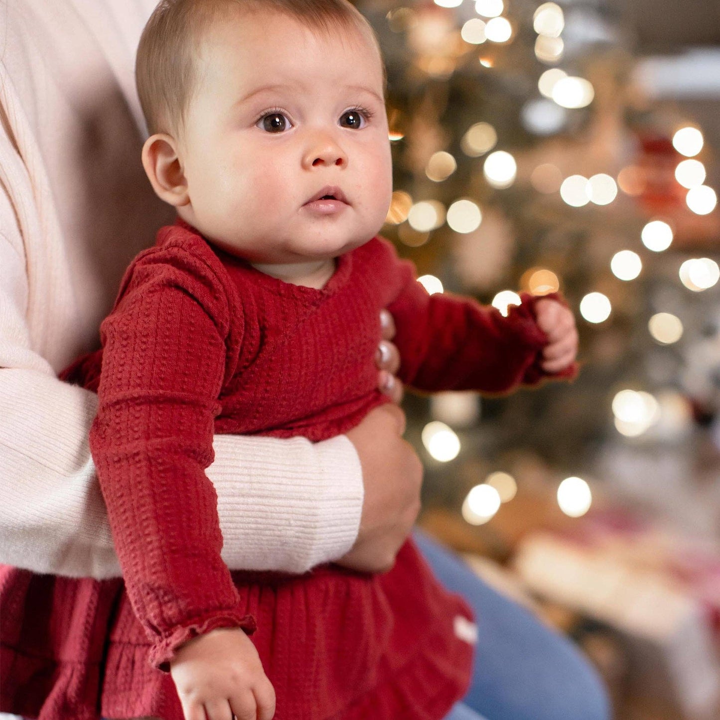 Dotted Rib Organic Cotton Dress - Brick Red
: 18M