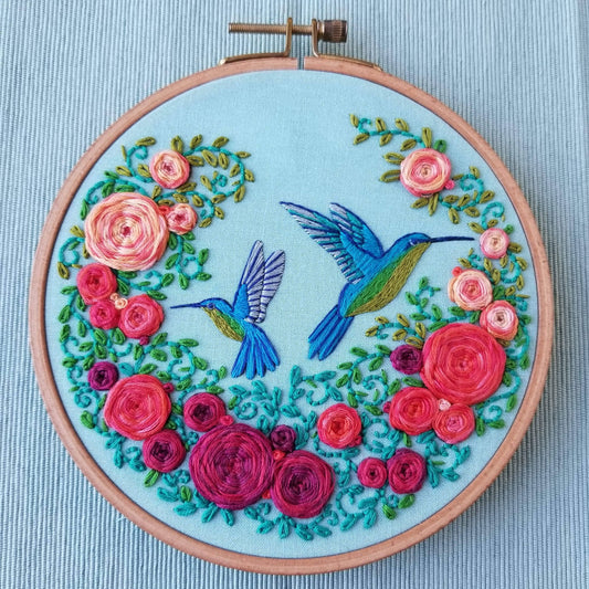 Summer Hummingbird Embroidery Kit - Jessica Long Embroidery