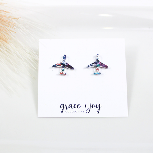 Airplane Stud Earring, Acrylic Earrings