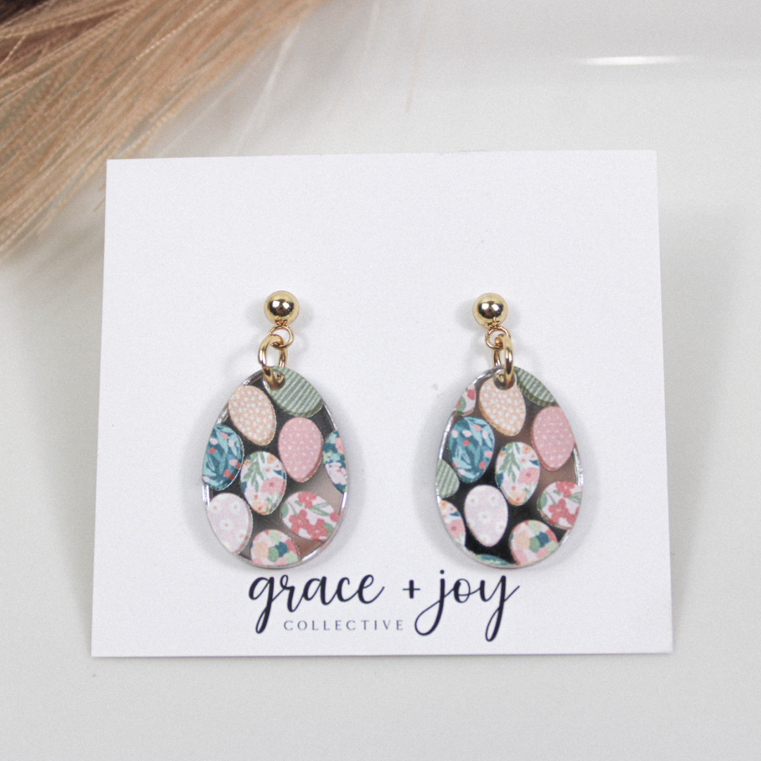 Easter Egg Dangle Earrings, Acrylic Earrings