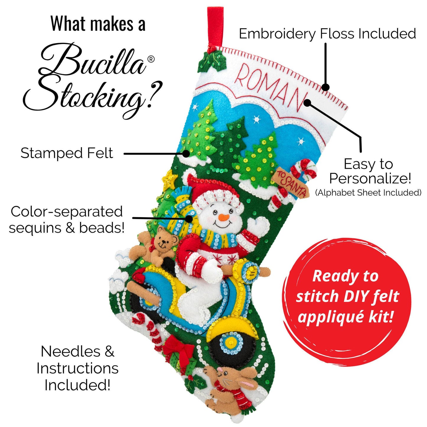 Bucilla Santa's Forest Family Felt Stocking Kit