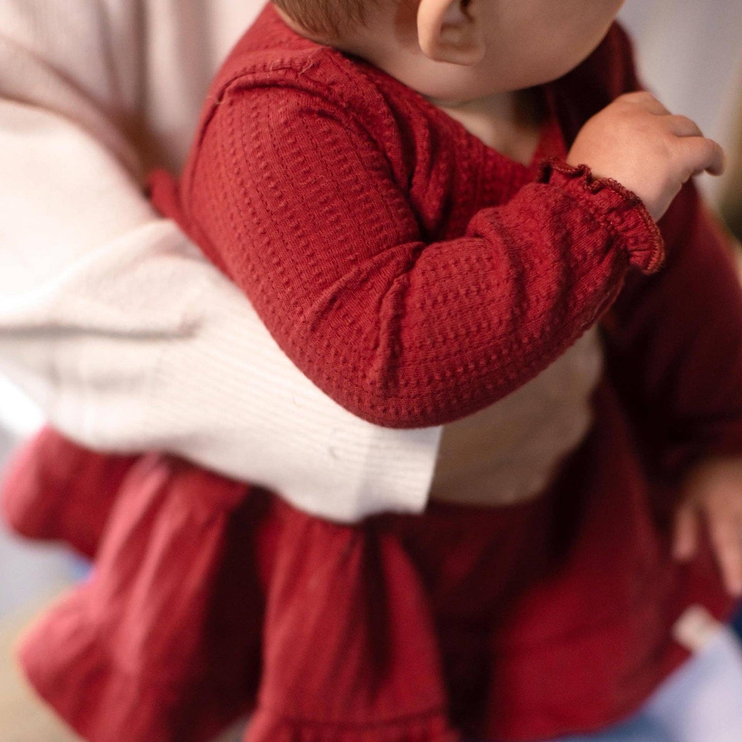 Dotted Rib Organic Cotton Dress - Brick Red
: 18M