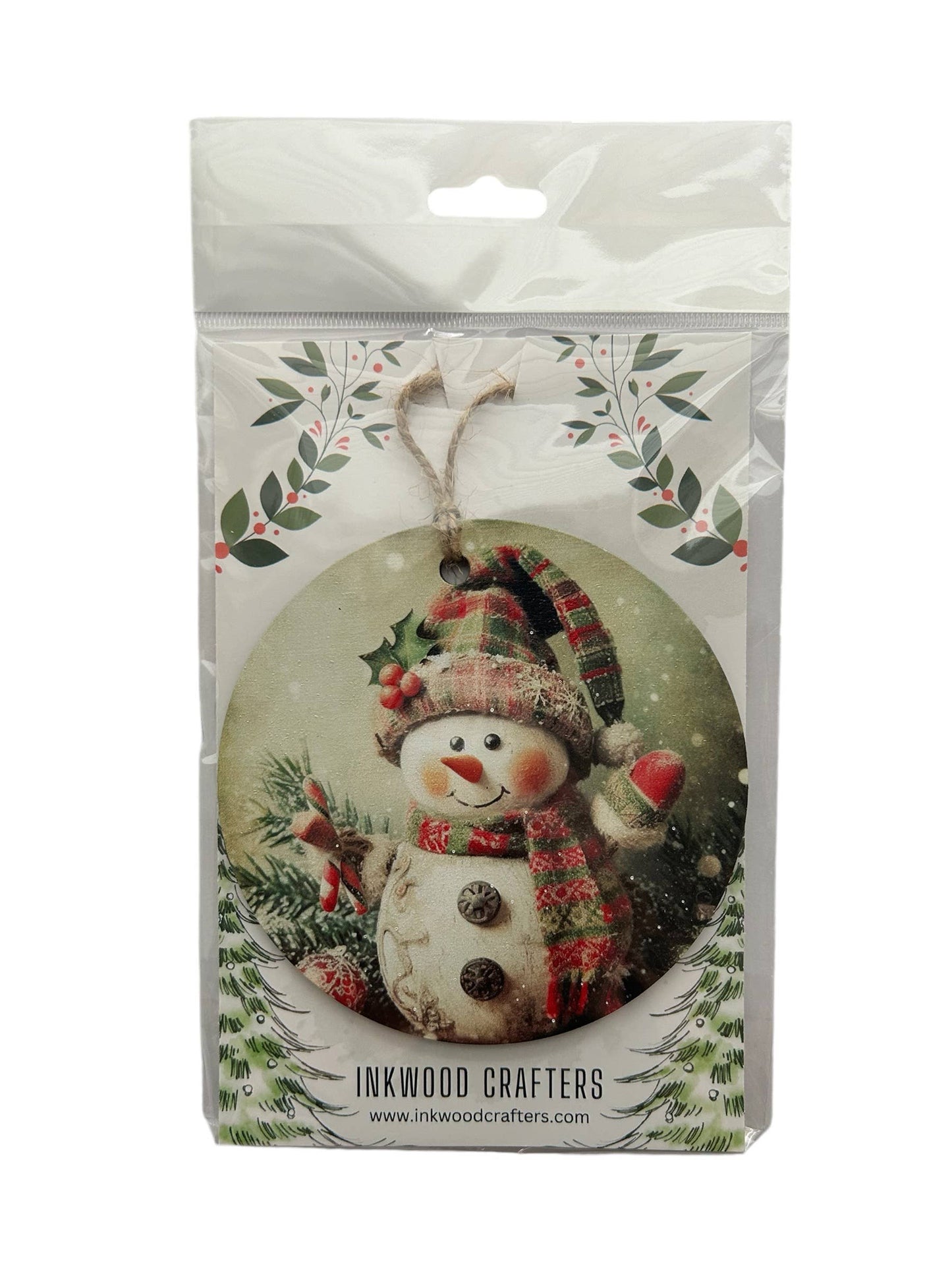 Vintage Snowman - Cute Wood Christmas Ornament - Inkwood Crafters