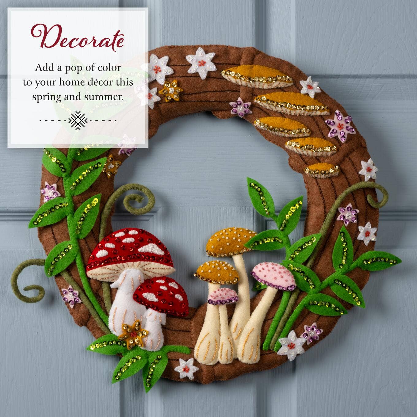 Bucilla Mushroom Magic Felt Home Decor Wreath Kit