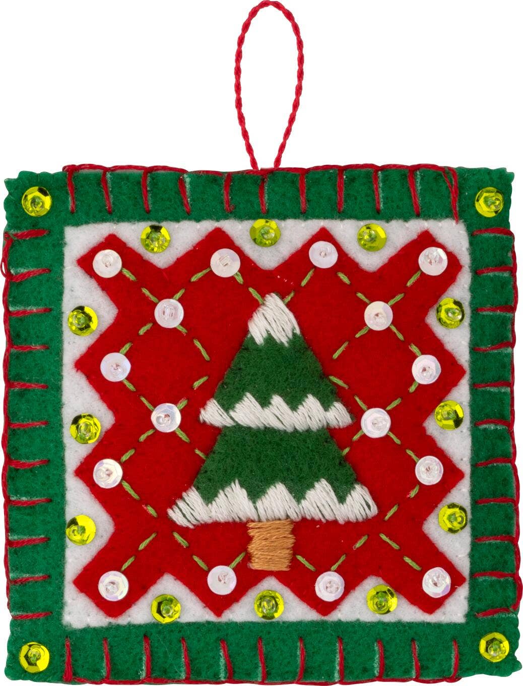 Bucilla Holiday Quilt Squares Felt Ornament Kit Set of 6