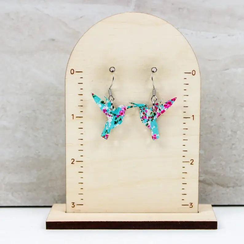 Watercolor Floral Hummingbird Dangle Earrings, : Pink/orange/blue Grace + Joy Collective