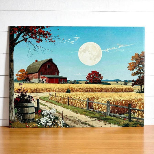 Harvest Moon Painting -Autumn/Fall Decor Rustic Wood Sign