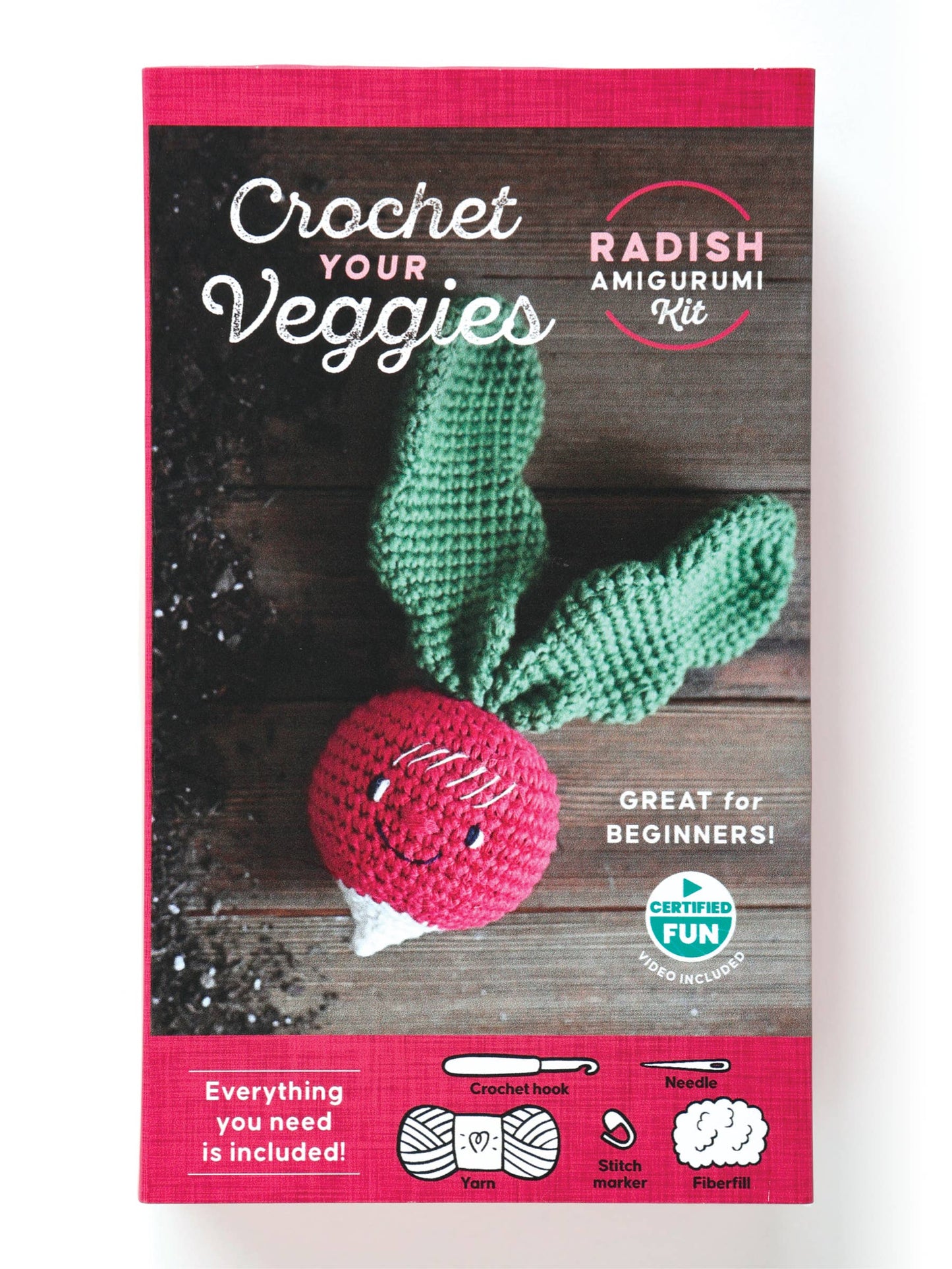 Crochet Your Veggies Amigurumi Kit Radish - Schiffer Publishing