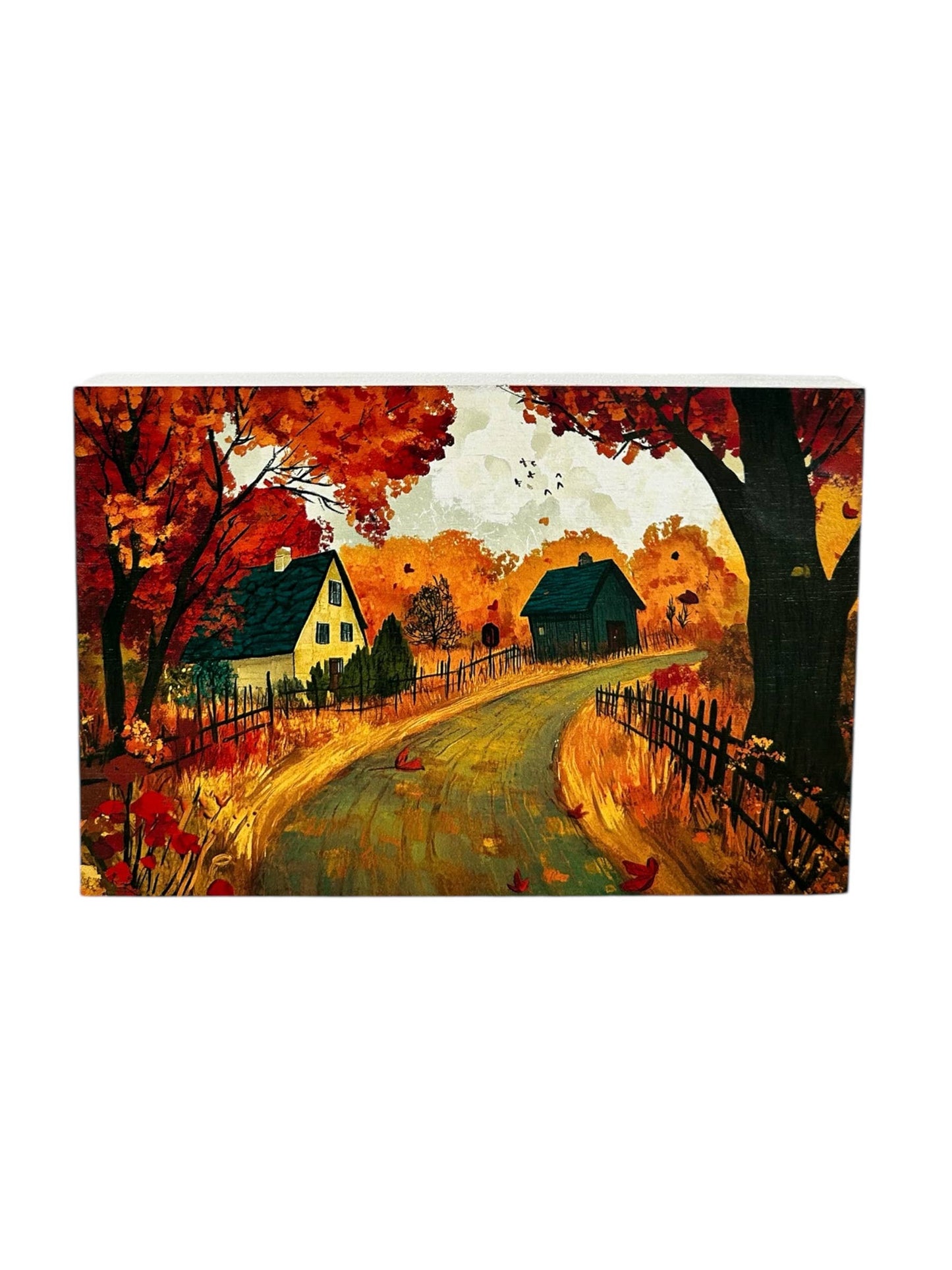 Folk Art Autumn Road- Autumn/Fall Decor Rustic Wood Sign