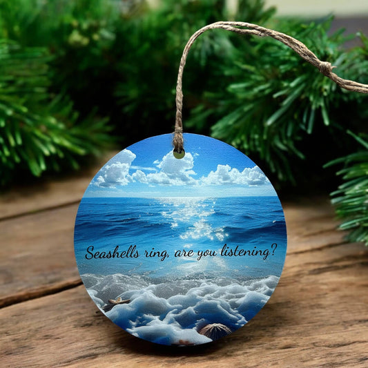 Seashells Ring, Are You Listening? Beach Christmas Ornament- Inkwood Crafters