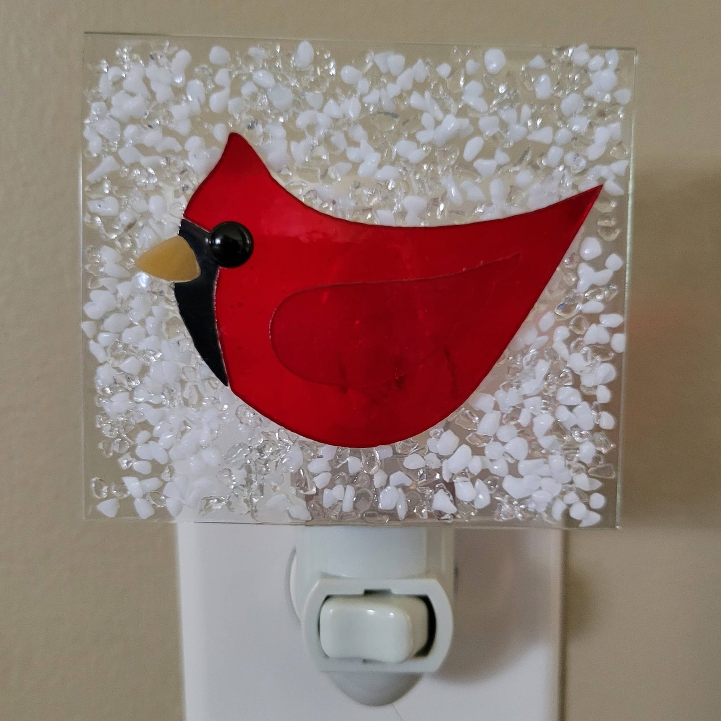 Cardinal Night Light - Red Fused Glass | Ntl 227