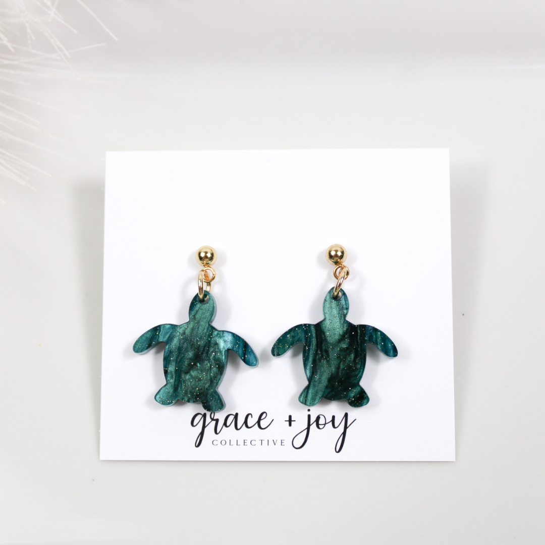 Turtle Dangle Earrings, Grace + Joy Collective
