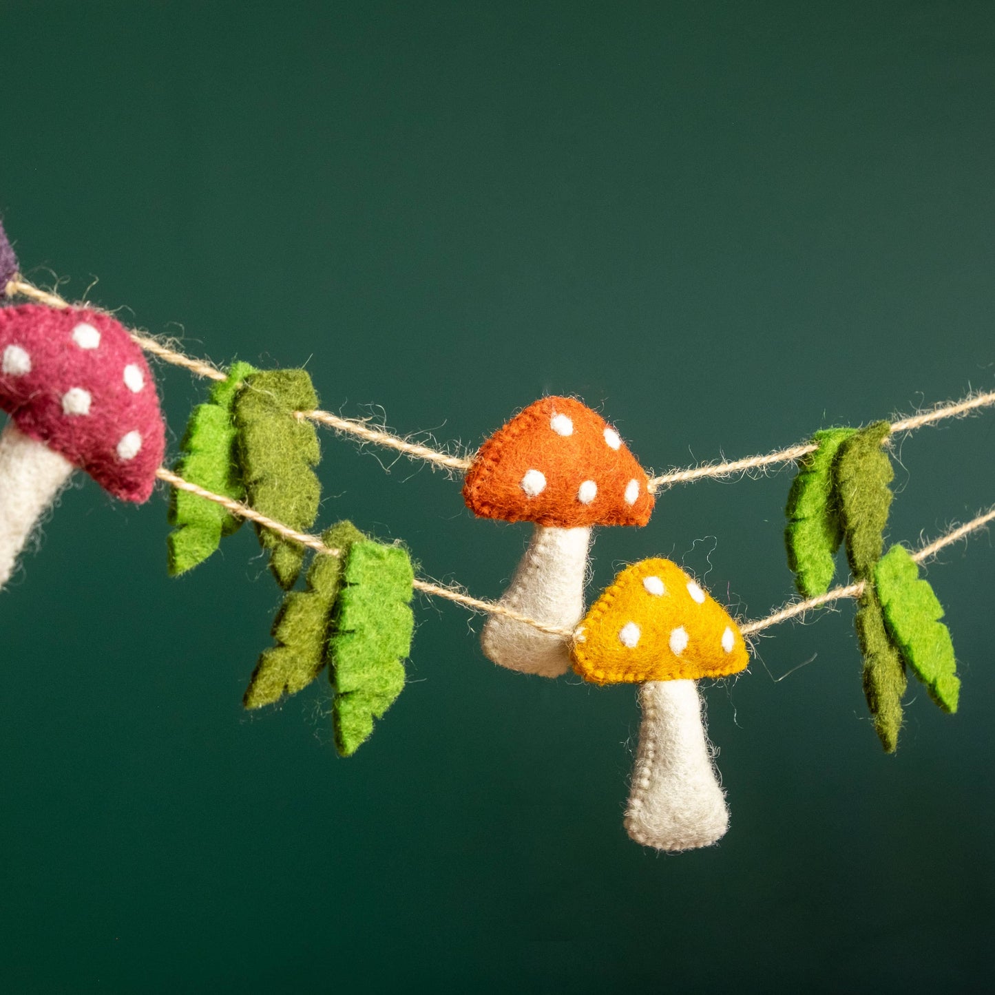 Garland - Felt Multicolor Spotted Mushroom - The Winding Road