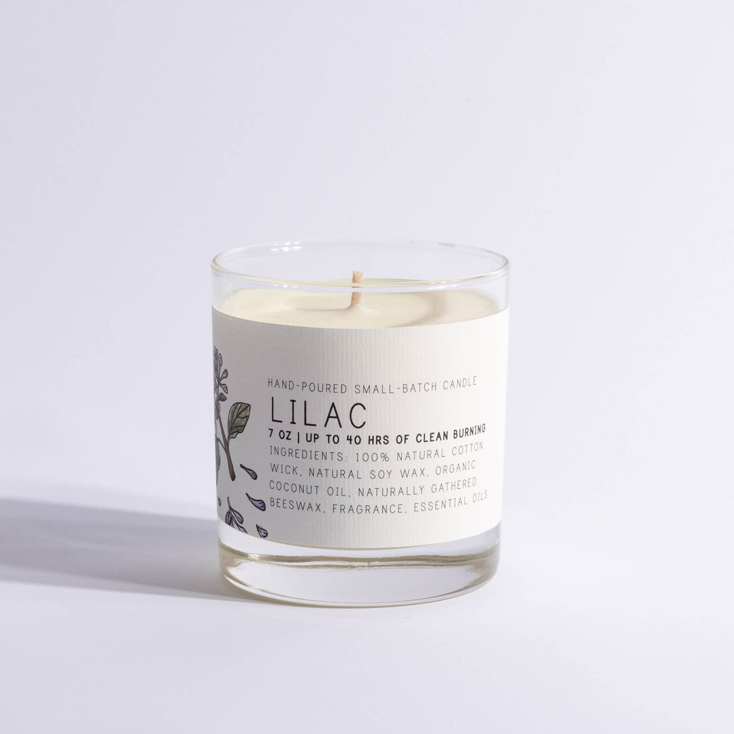 Lilac - Medium Glass - Just Bee Candle: Medium Glass (up to 40 hrs of clean burning)