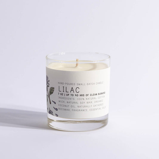 Lilac - Medium Glass - Just Bee Candle: Medium Glass (up to 40 hrs of clean burning)