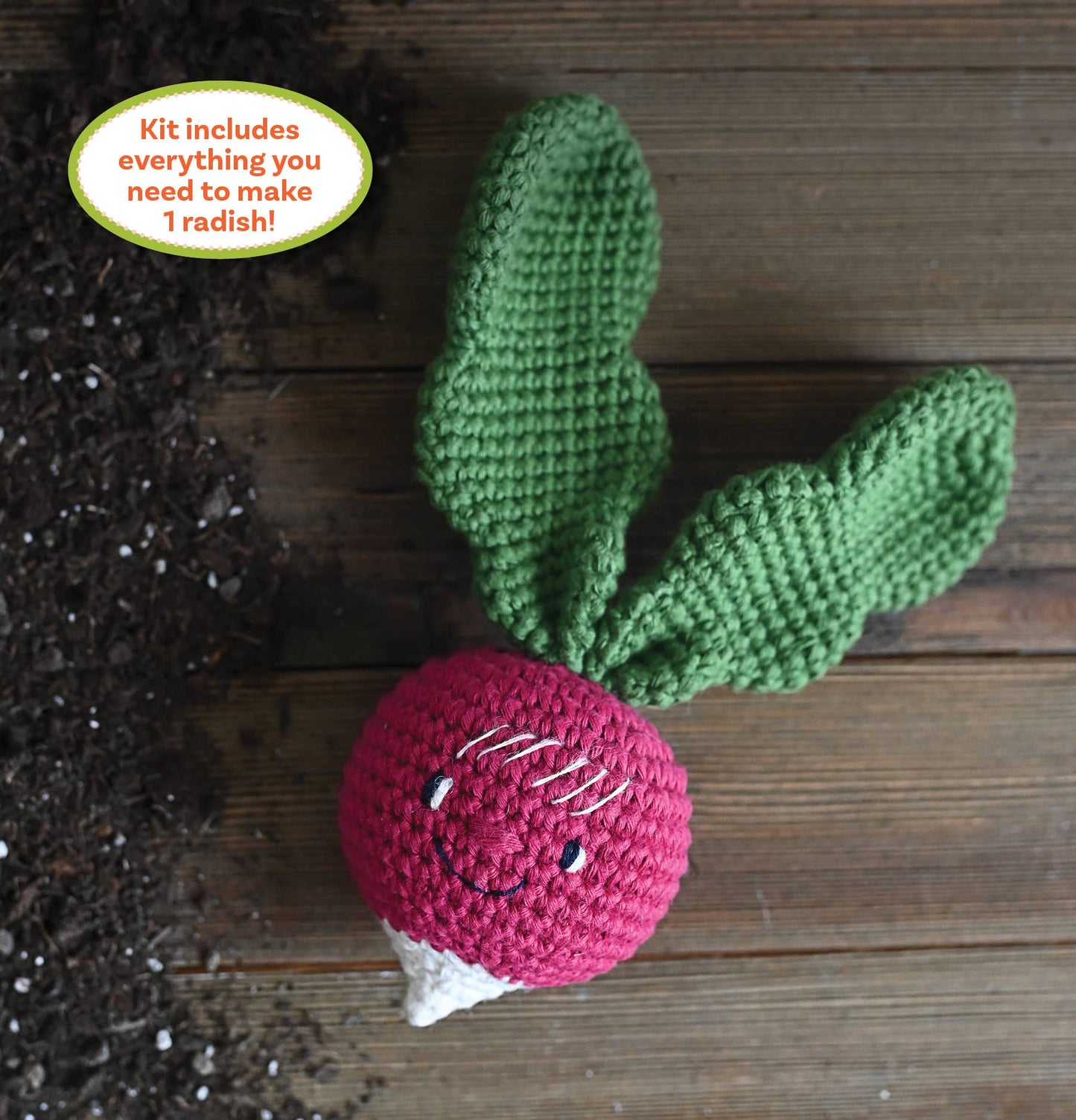 Crochet Your Veggies Amigurumi Kit Radish - Schiffer Publishing