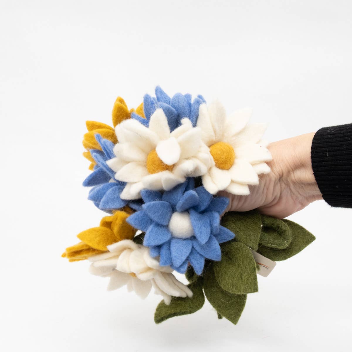 Garland - Felt Flowers - Blue, White and Yellow- The Winding Road