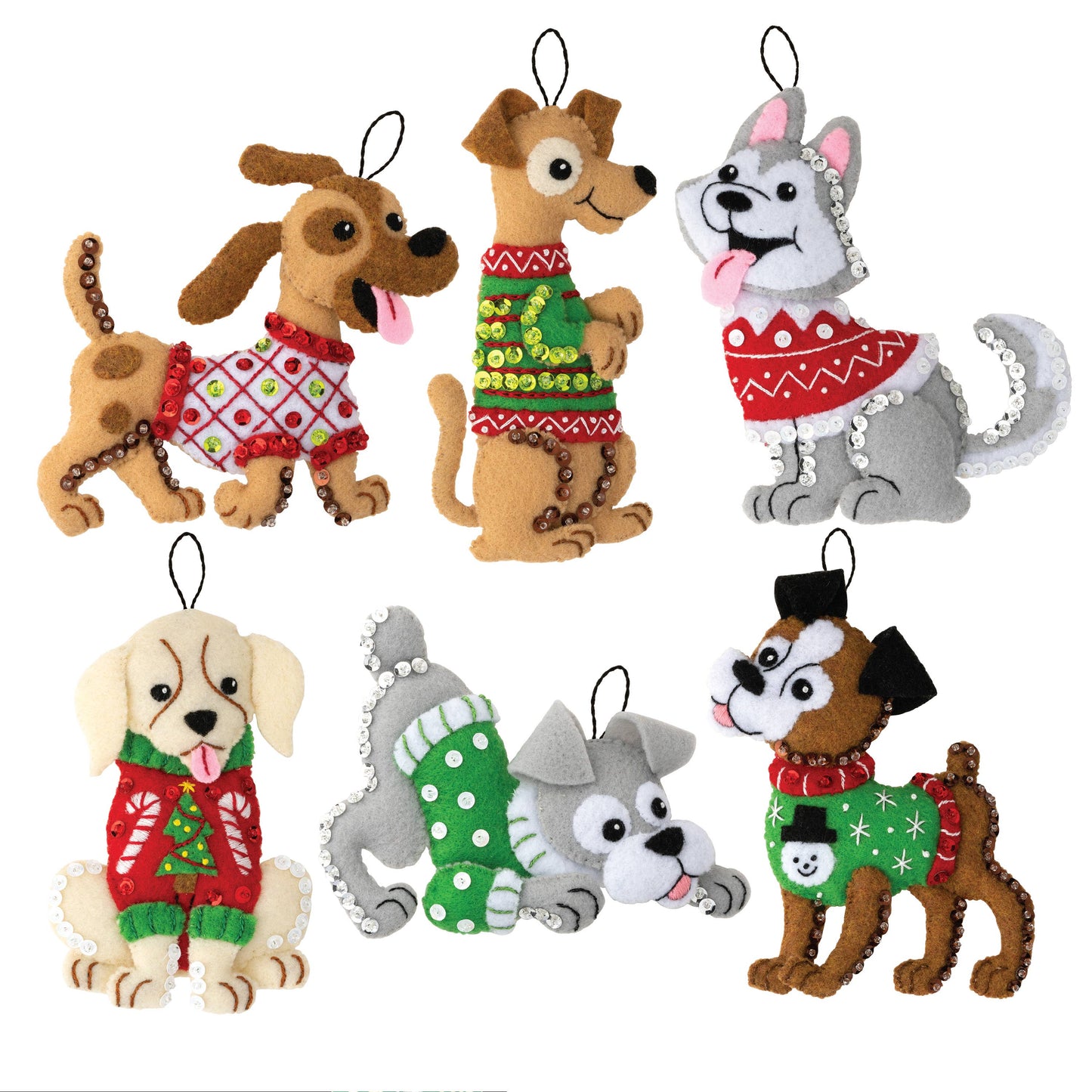 Bucilla Dogs in Ugly Sweaters Felt Ornament Kit Set of 6