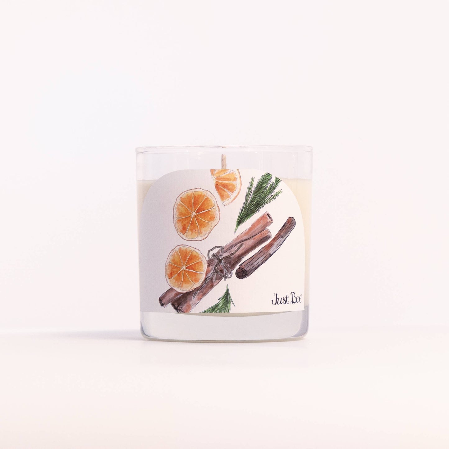 Christmas Hearth - Medium Glass - Just Bee Candle: Medium Glass (up to 40 hrs of clean burning)