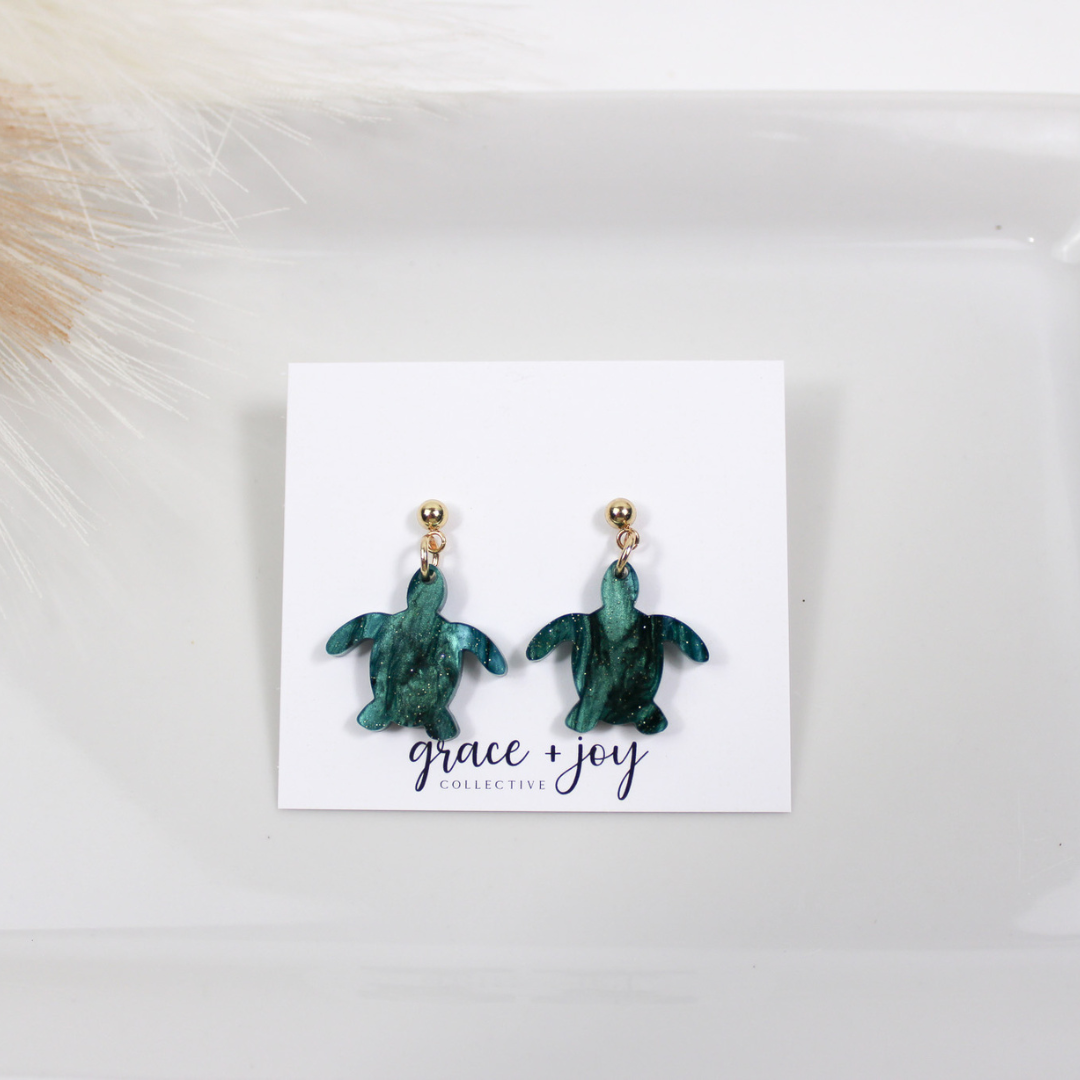 Turtle Dangle Earrings, Grace + Joy Collective