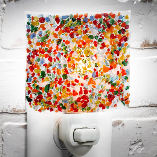Ntl 230 Bright Colored Fused Glass Night Light - J Devlin Glass Art & Bert Anderson Collection
