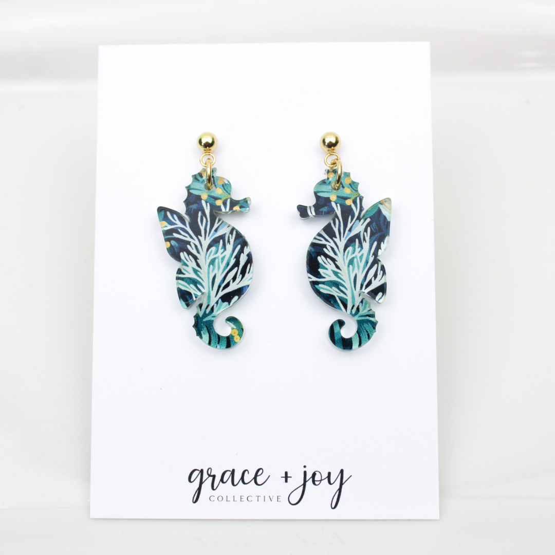 Seahorse Dangle Earrings, Acrylic Earring Sea Horse