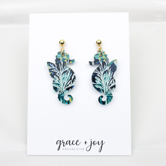 Seahorse Dangle Earrings, Acrylic Earring Sea Horse
