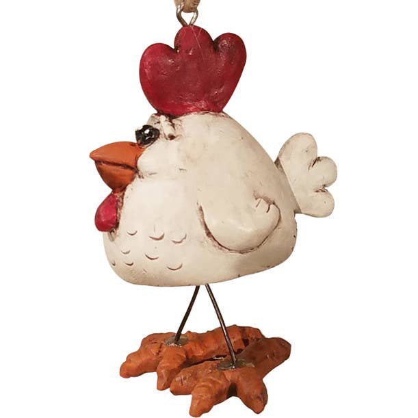 Chicken With Wire Legs Ornament Farm Animal | Bac 175