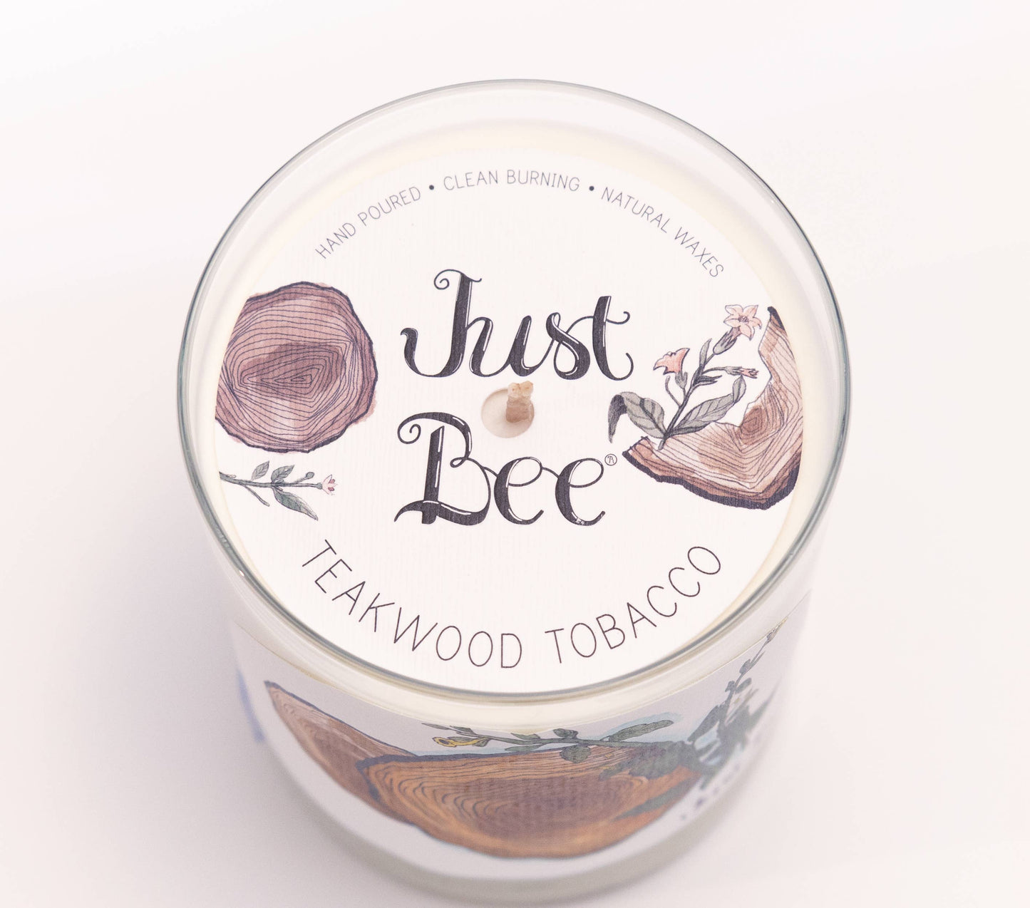 Teakwood Tobacco - Medium Glass - Just Bee Candle