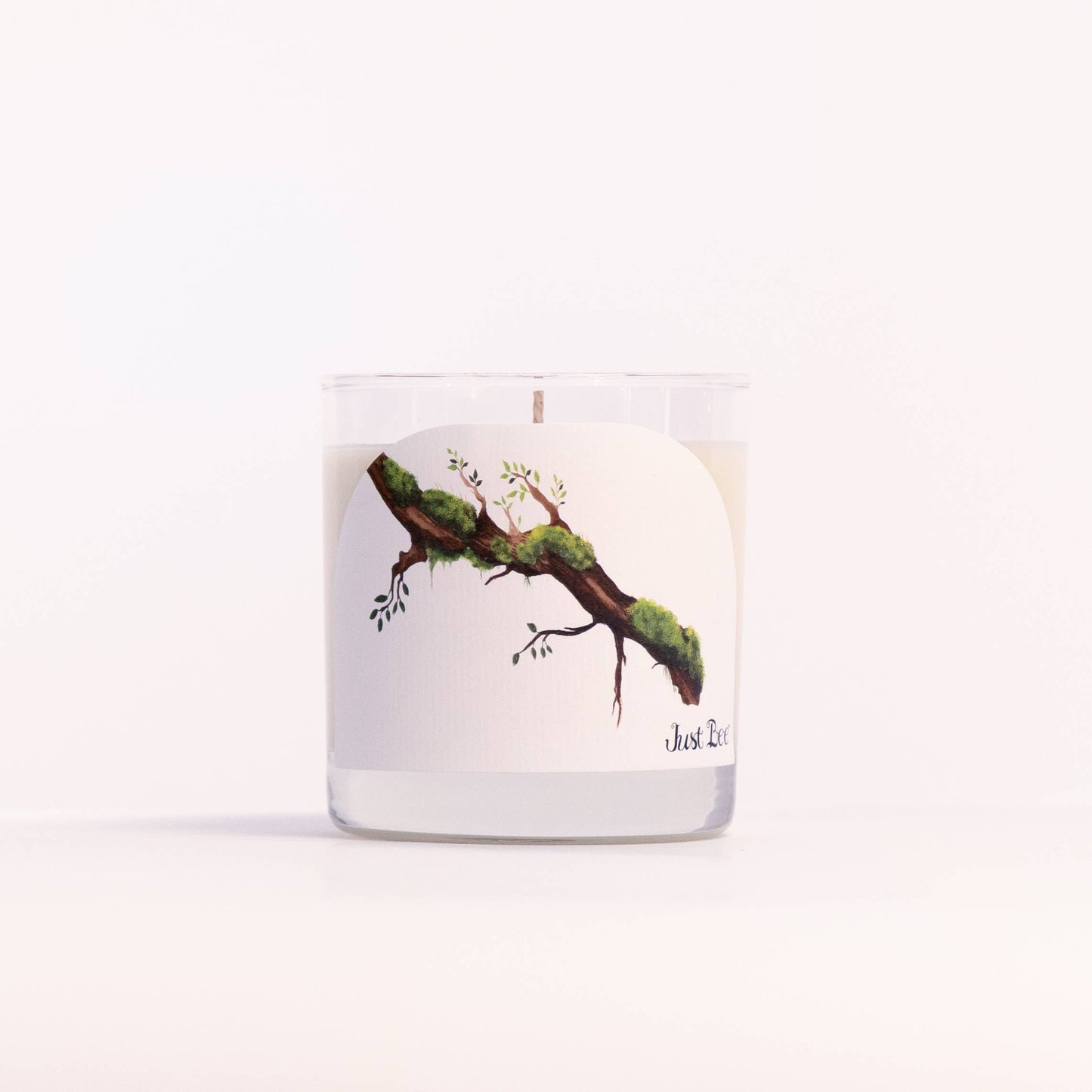 Guaiac Wood & Moss - Medium Glass - Just Bee Candle: Medium Glass (up to 40 hrs of clean burning)