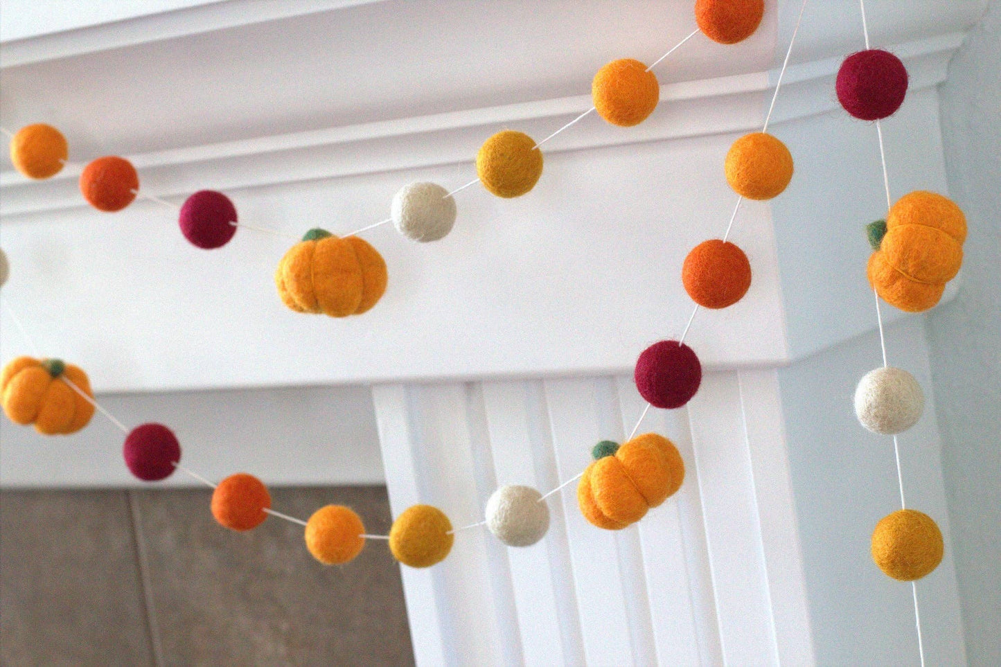 Felt Pumpkin Garland- Burgundy Oranges- Light Orange Pumpkin