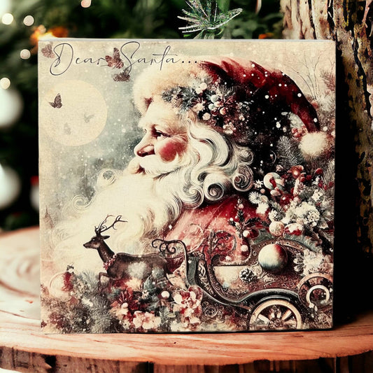 Dear Santa - Vintage Christmas Decor Wood Sign- Inkwood Crafters