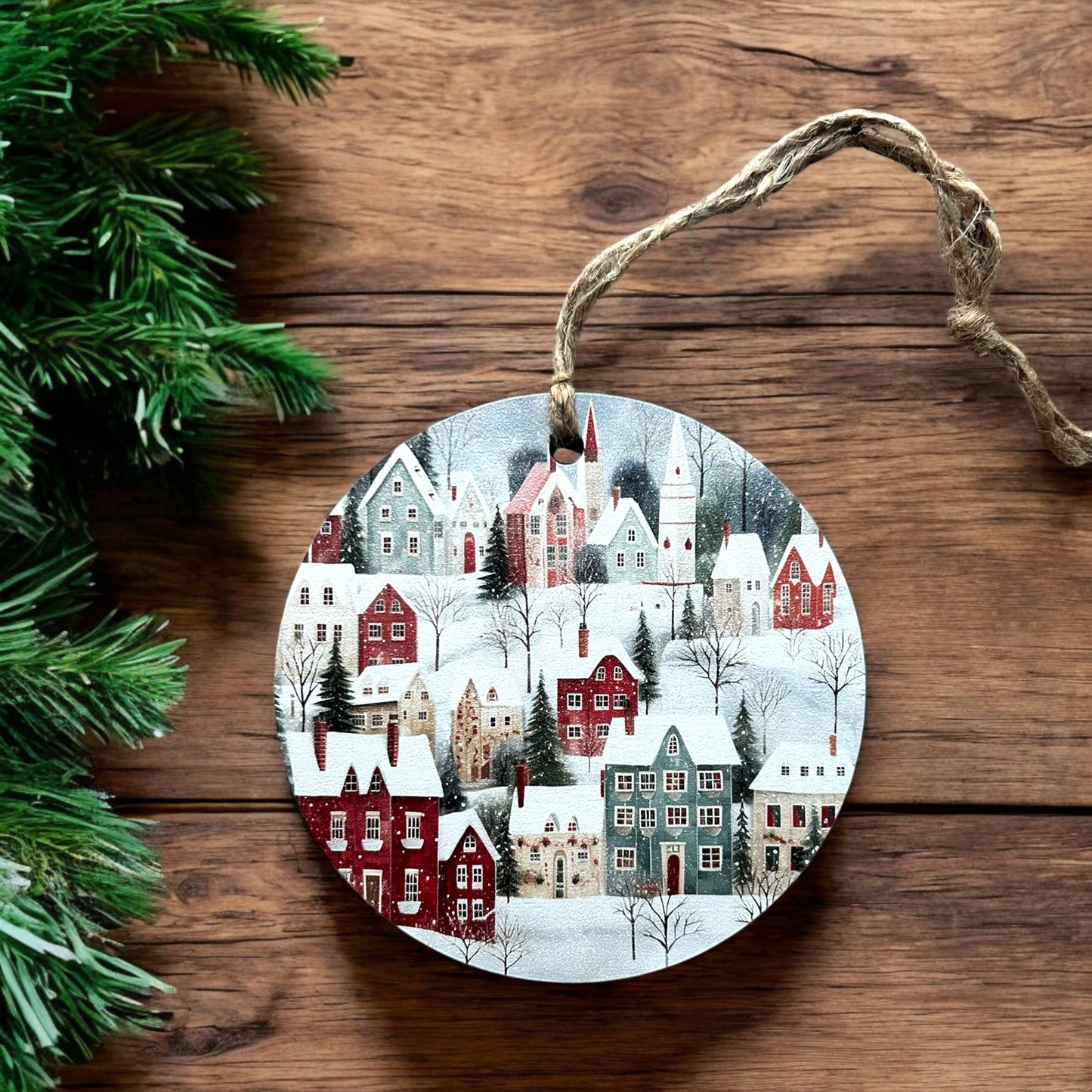 Nordic Village - Wood Christmas Ornament- Inkwood Crafters
