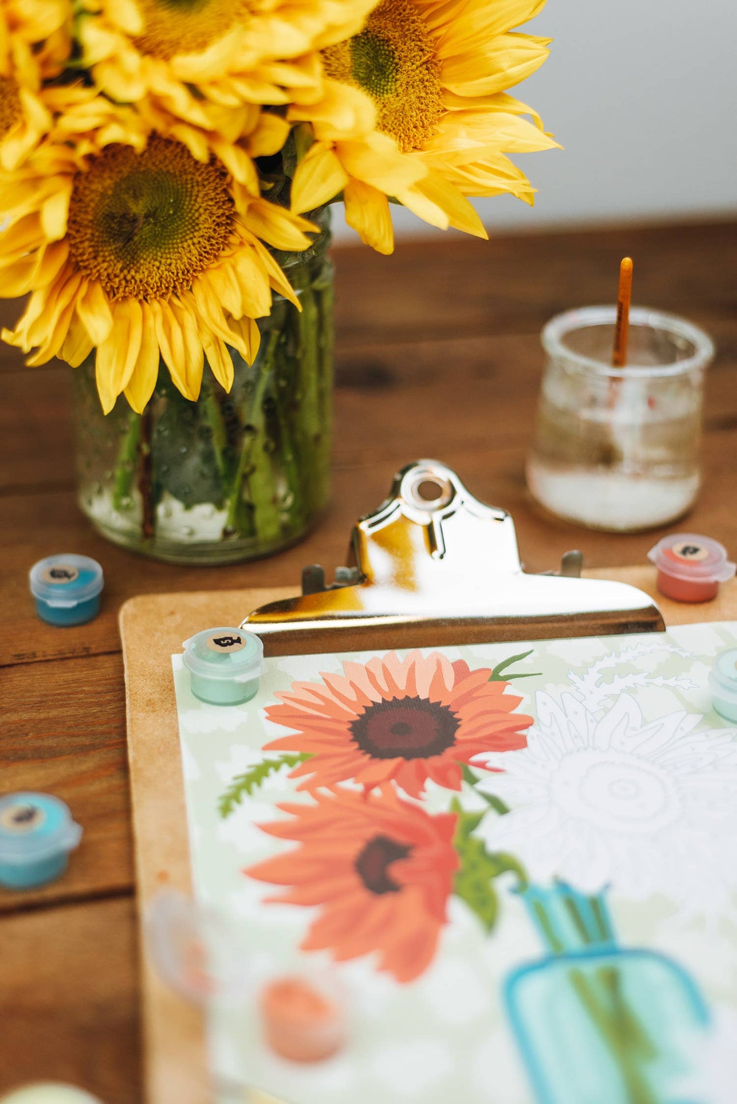 Sunflowers in Vase (Orange) Paint-by-Number Kit - Elle Crée (She Creates)