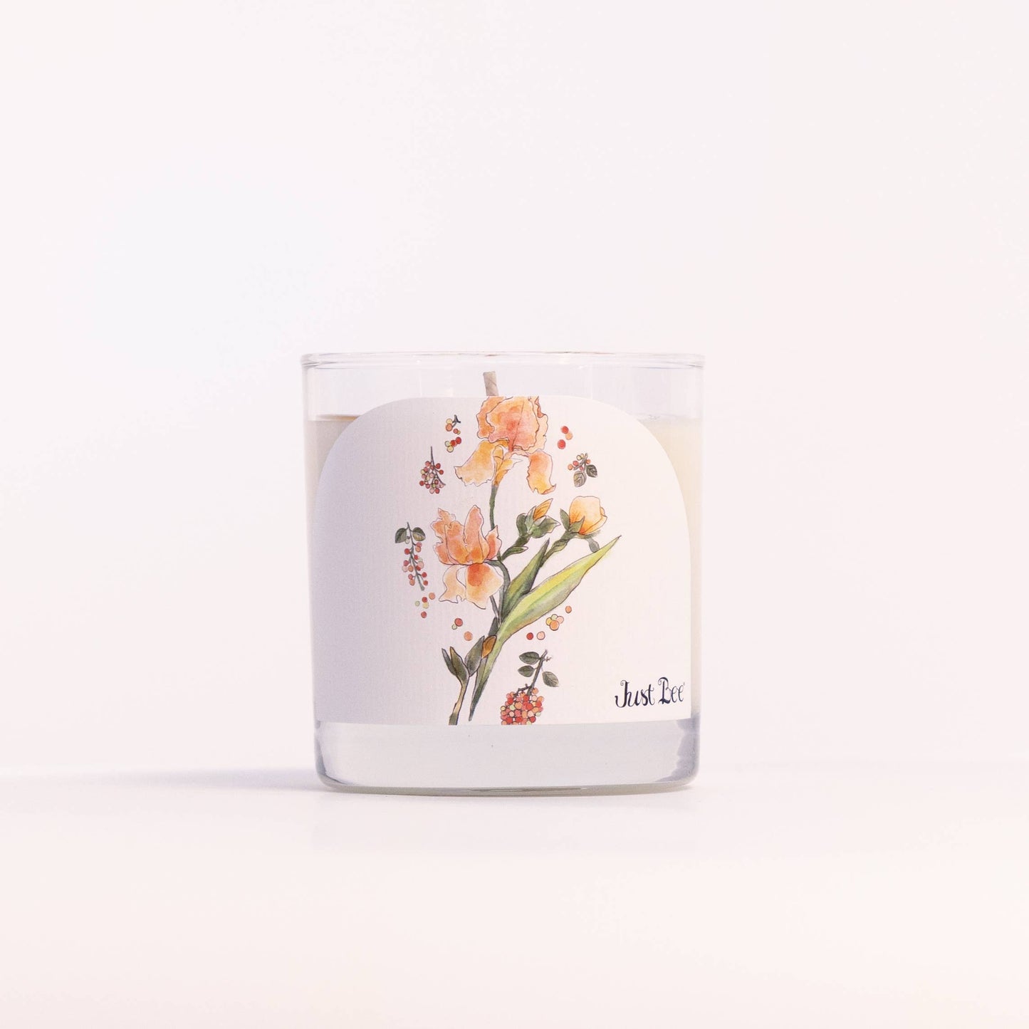 Iris & Pink Peppercorn - Medium Glass - Just Bee Candle: Medium Glass (up to 40 hrs of clean burning)