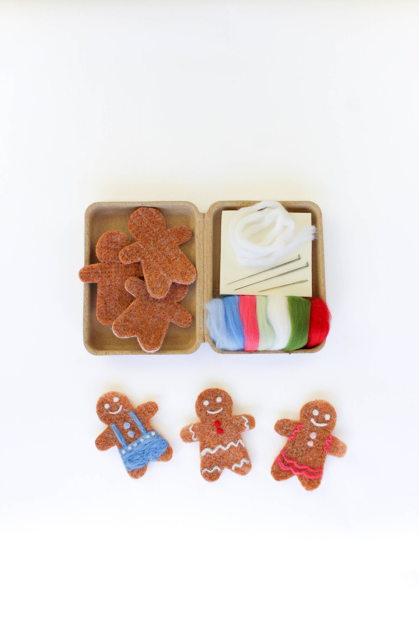 Mini Gingerbread Cookie Felting Craft Kit - Sheep Creek Studio