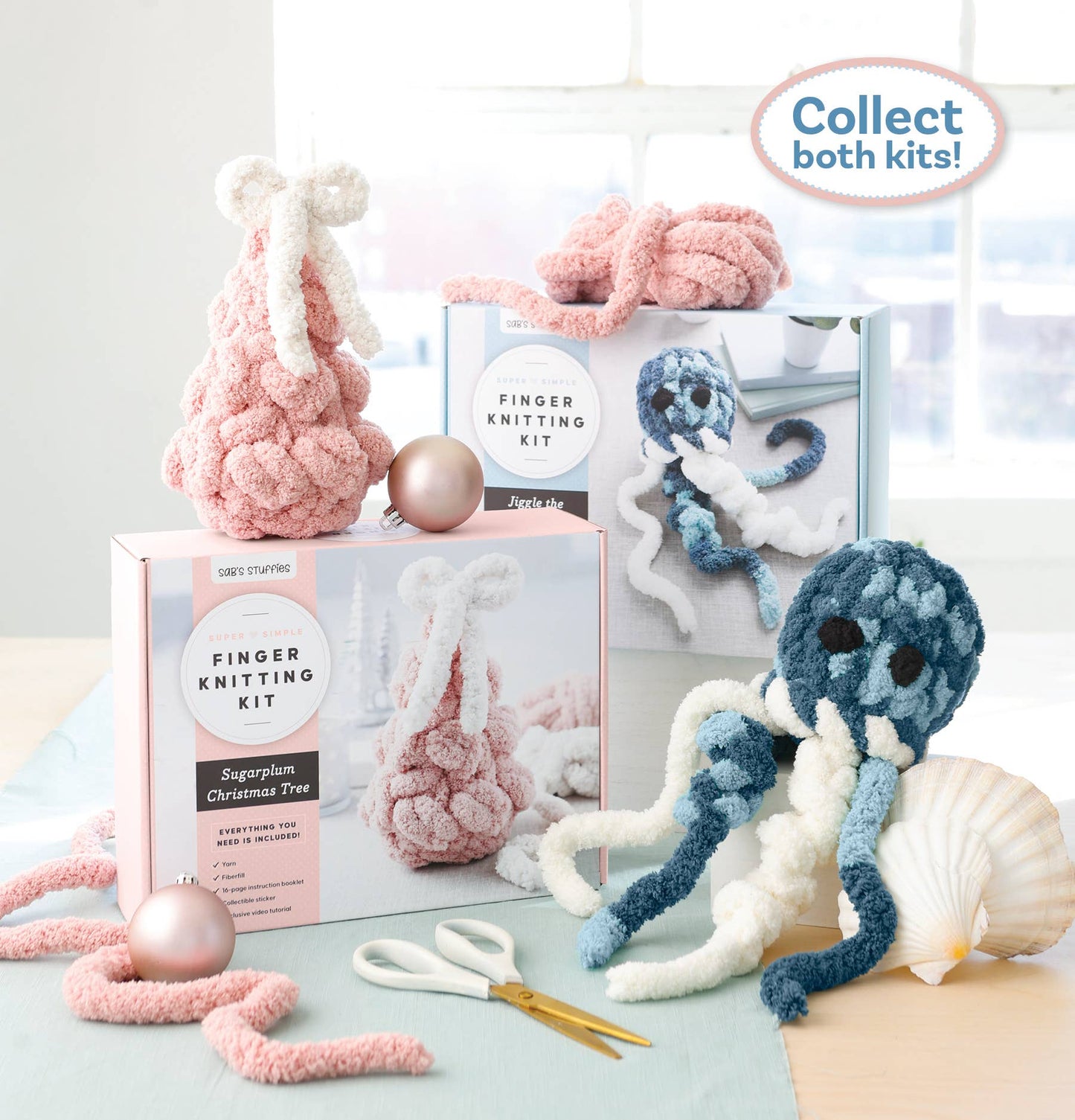 Super Simple Finger Knitting Kit Sugarplum Christmas Tree - Schiffer Publishing