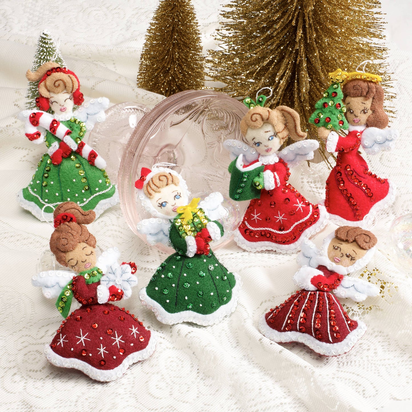 Bucilla Christmas Angels Felt Ornaments Set of 6