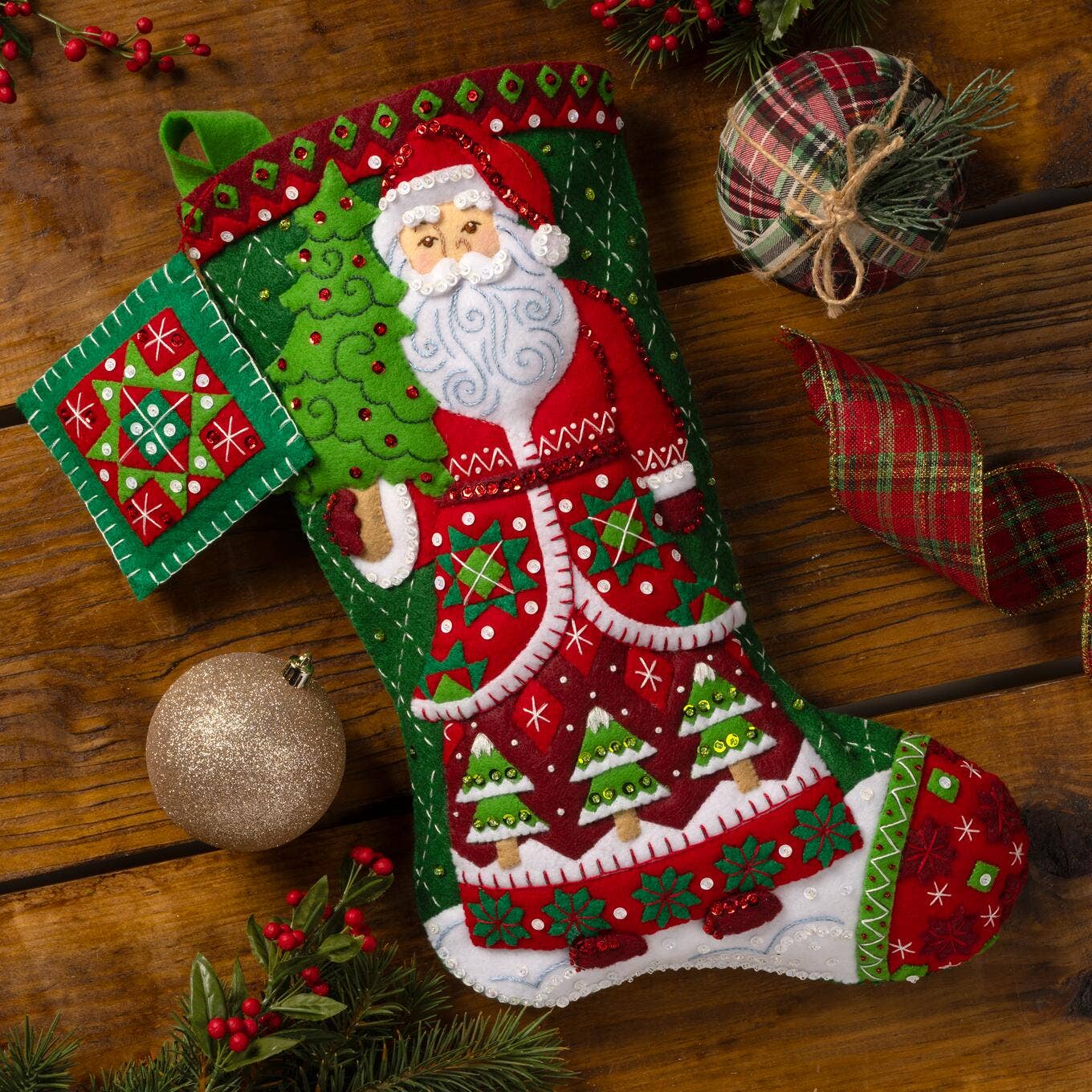 Bucilla Santa's Quilted Delight Felt Stocking Kit