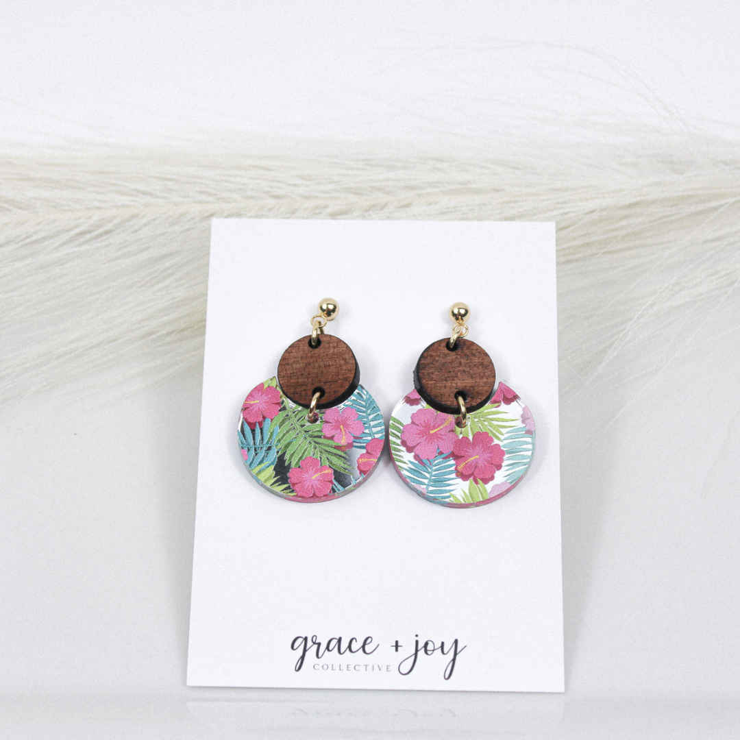 Floral Dangle Earrings, Acrylic Earrings Flower: Spring floral