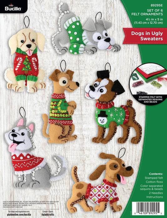 Bucilla Dogs in Ugly Sweaters Felt Ornament Kit Set of 6